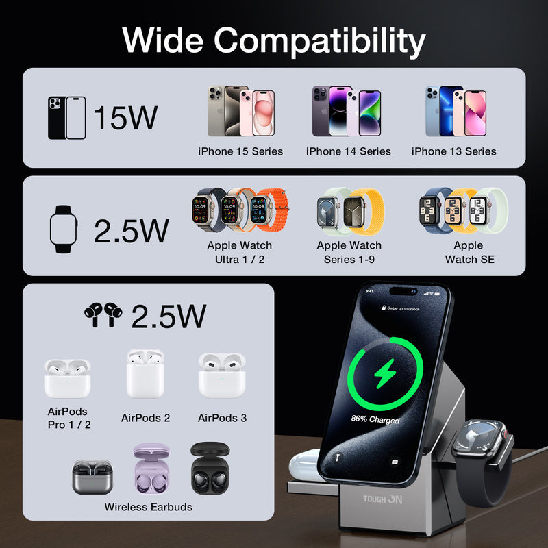 3-in-1 Rotatable Magnetic Wireless Charger